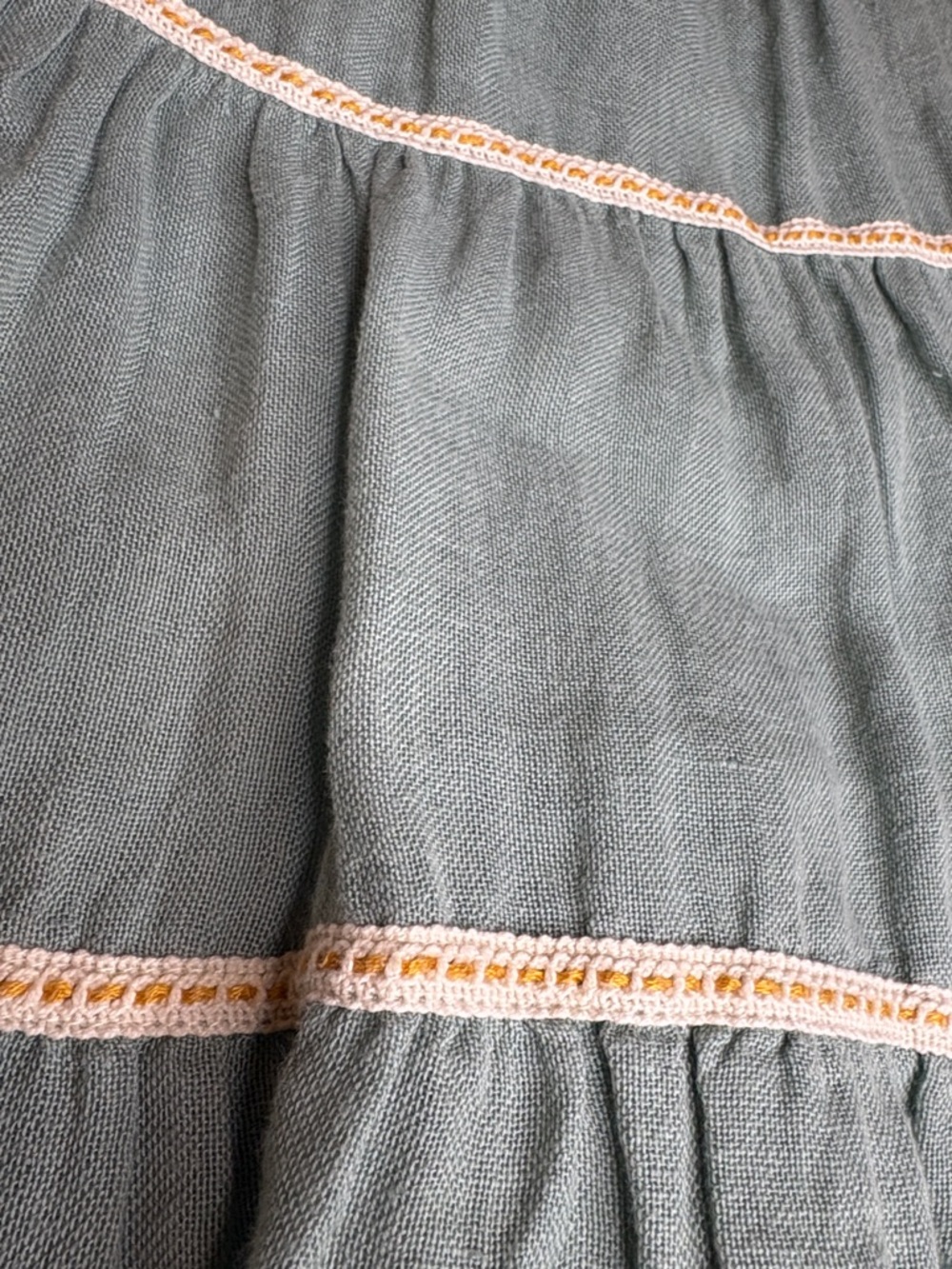 Free People Sage Green Linen & Crochet-Trim Sleeveless Tunic - Picture 4 of 8